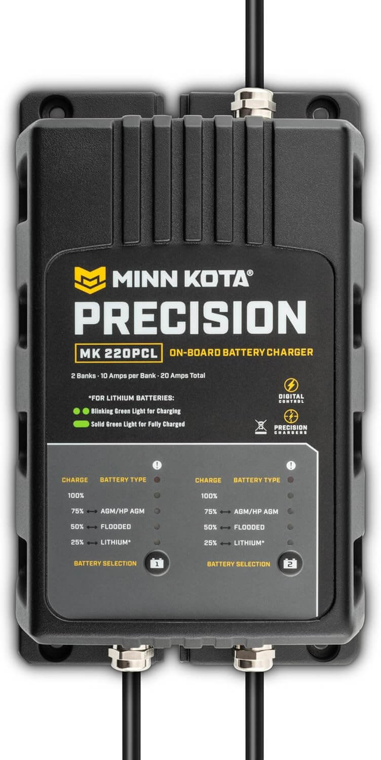 Minn Kota 1832201 On-Board Precision Battery Charger, 20A, 2 Banks