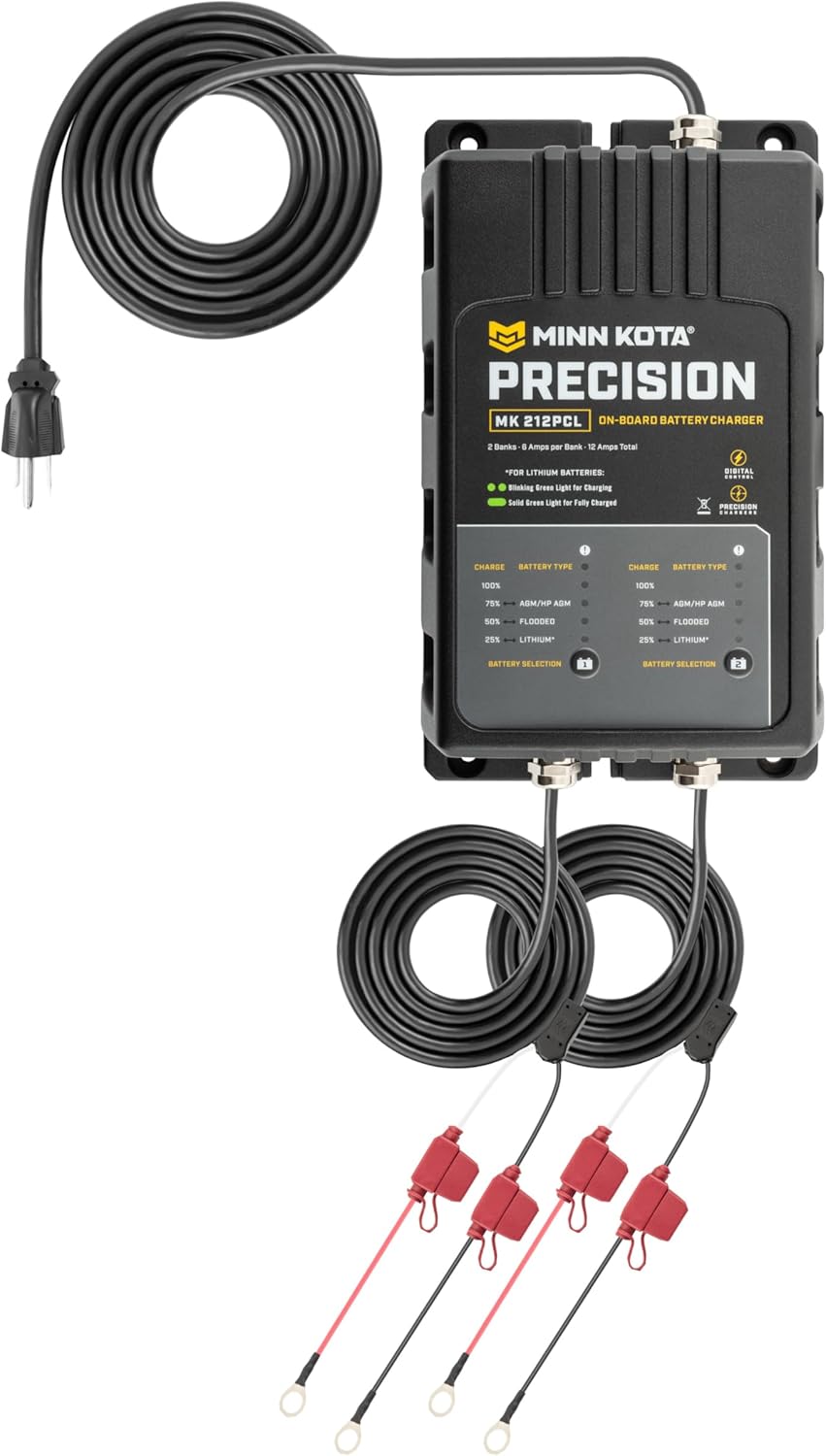 Minn Kota 1832121 On-Board Precision Battery Charger, 12A, 2 Banks