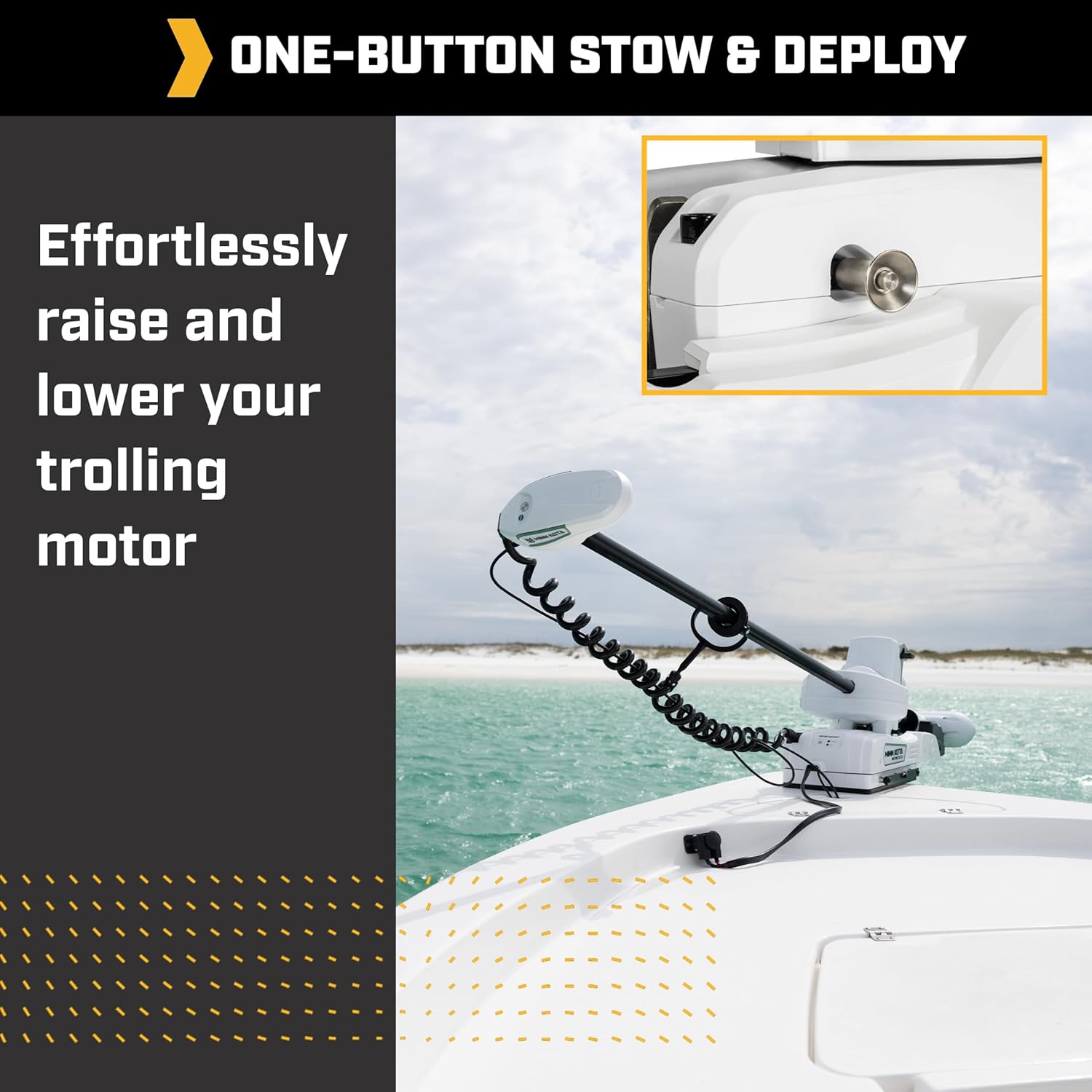 Minn Kota 1358560 Riptide Instinct Quest Series Bow Mount Saltwater Trolling Motor, 90 / 115 lbs. Thrust, 60" Shaft, 24 / 36 Volts, White w/Handheld Remote
