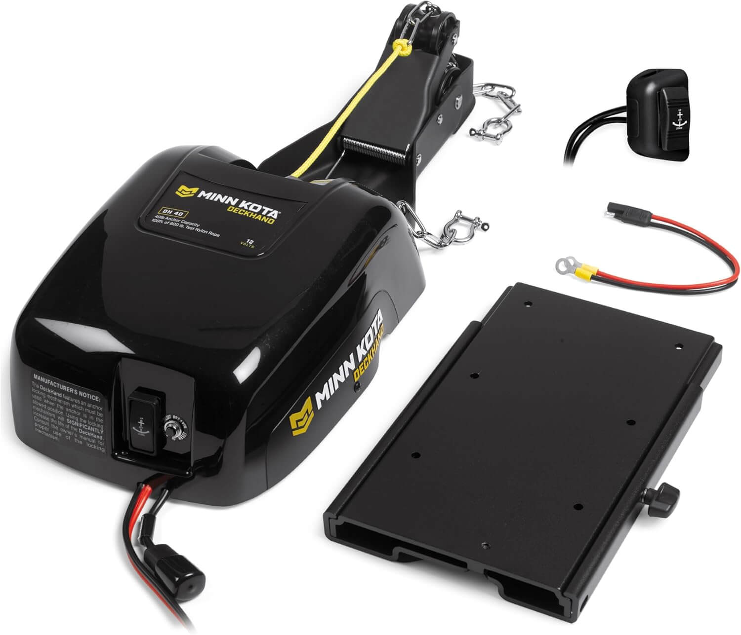 Minn Kota 1810141 Deckhand for Pontoon 40 LBS Capacity with standard DH 40 anchor winch and quick release bracket.