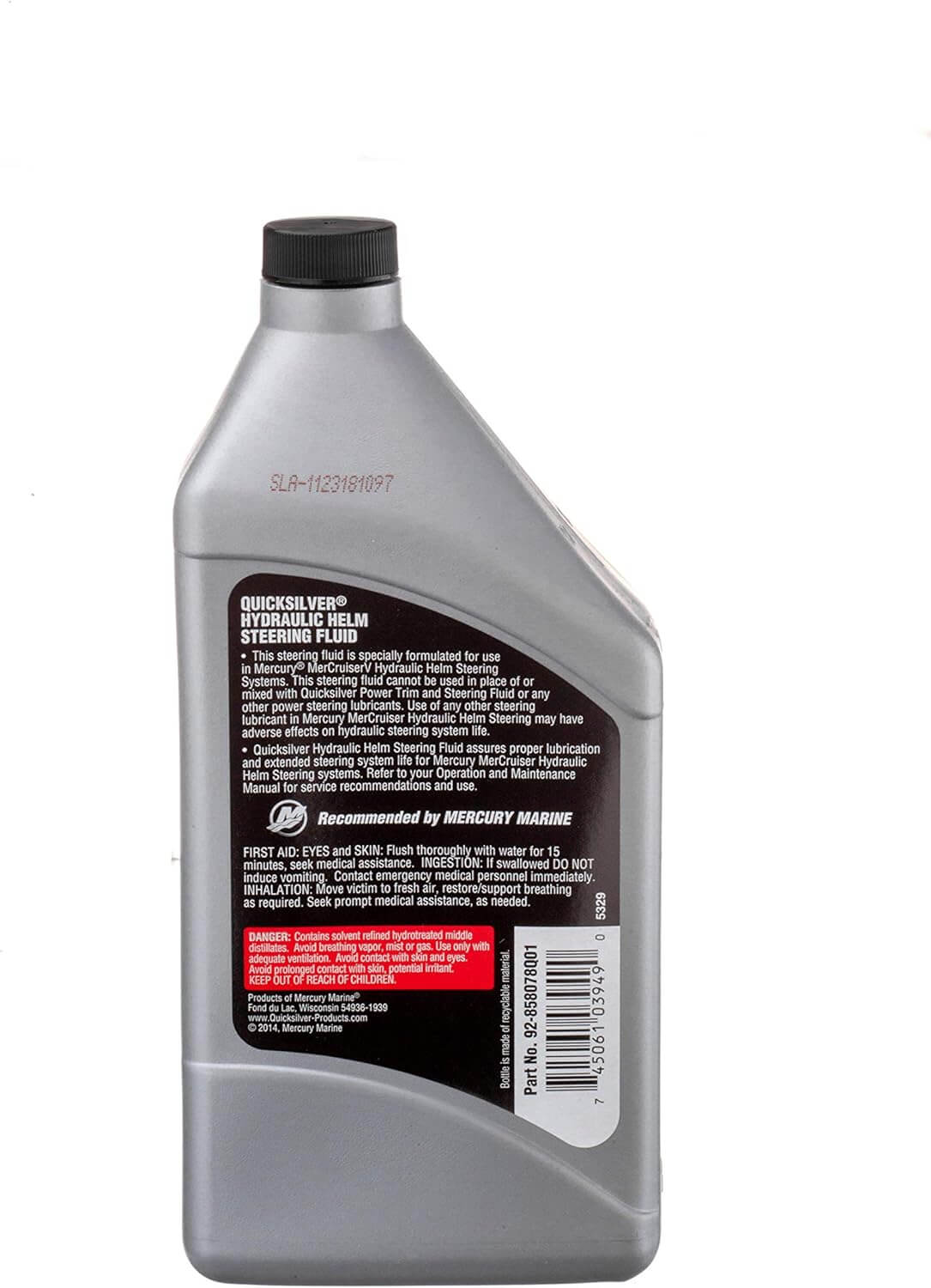 Quicksilver Hydraulic Steering Fluid 1 Quart rear view