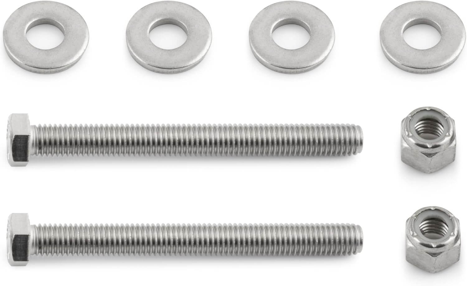 Minn Kota 1810357 Raptor Universal Jack Plate Spacer, White mounting hardware including bolts, washers, and nuts.