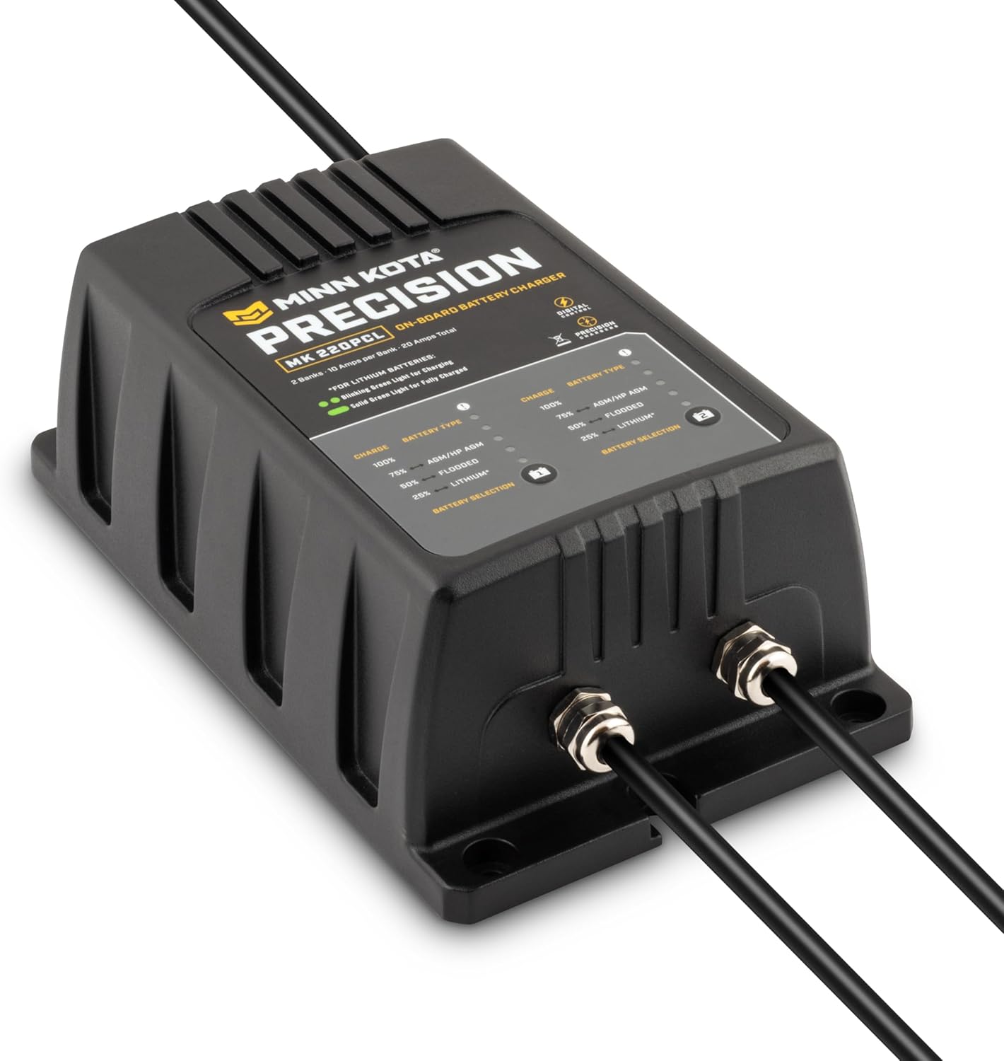 Minn Kota 1832201 On-Board Precision Battery Charger, 20A, 2 Banks