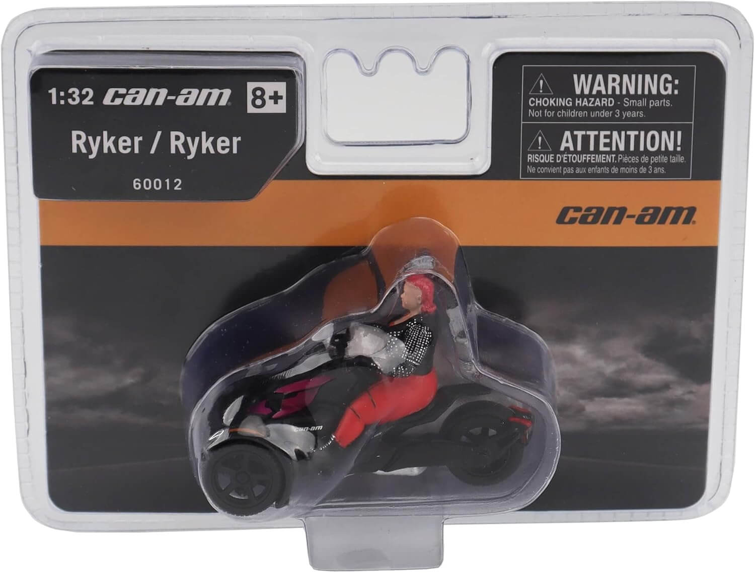 Can-Am Ryker toy model in packaging with warning label