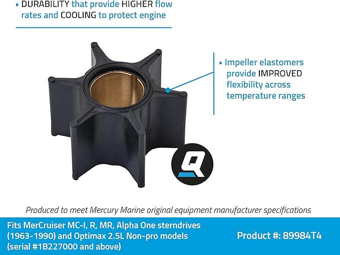 Quicksilver Water Pump Impeller for Mercury Optimax 2.5 L Non-Pro Outboards - 89984T4