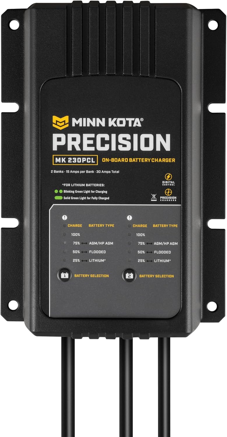 Minn Kota 1832304 On-Board Precision Chargers, 2 Banks, 15 Amps