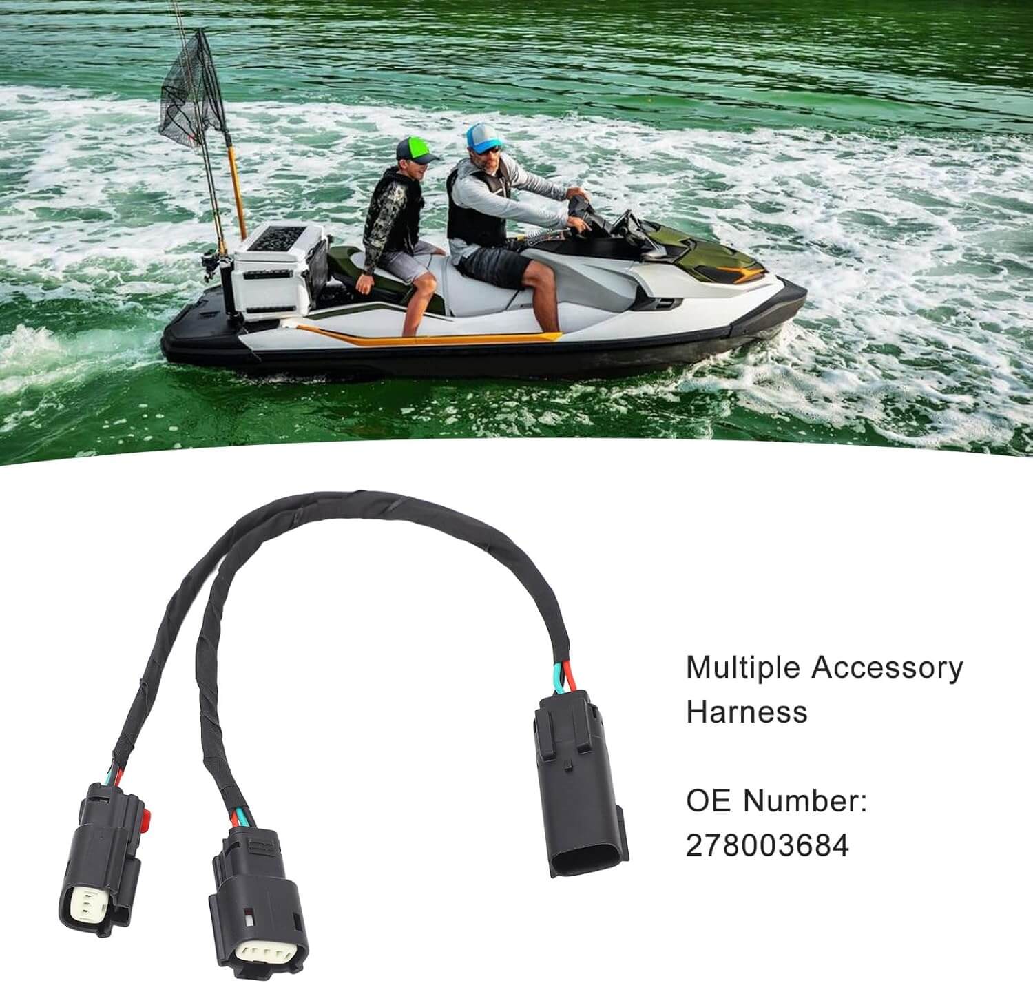 Multiple accessory harness for Sea-Doo Fish Pro GTX 155, ensuring compatibility and stable performance.
