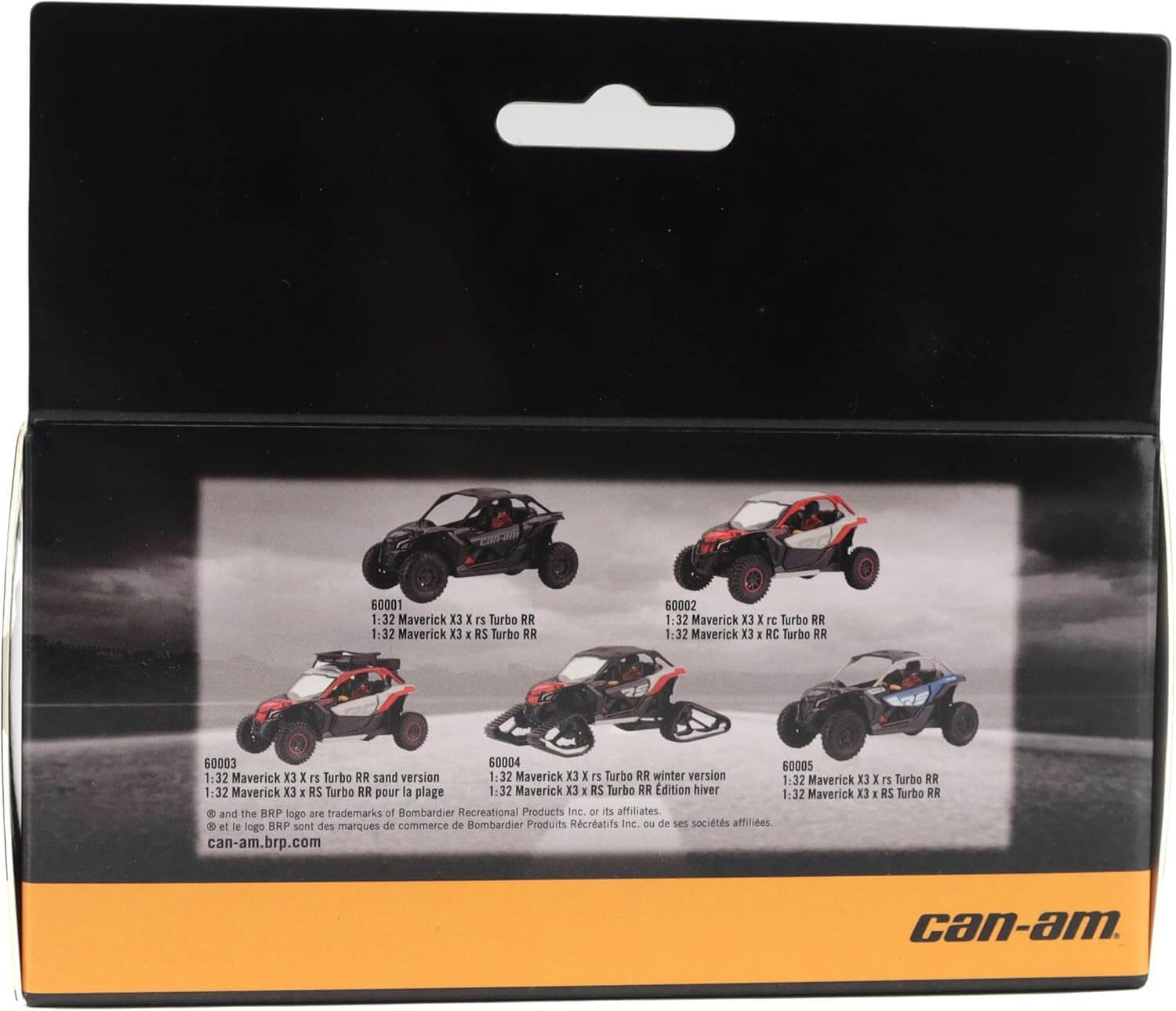 Can-Am model vehicle packaging with product images and branding.