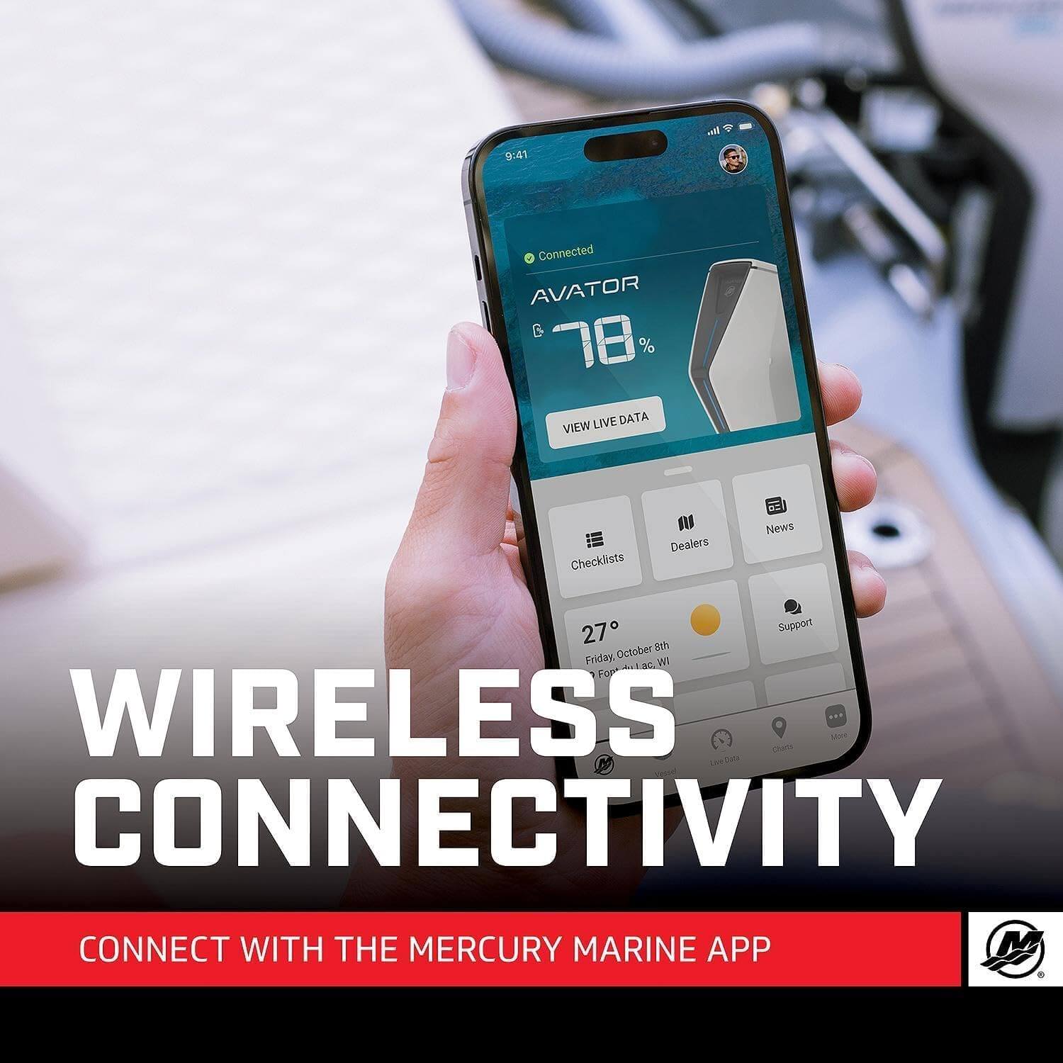Mercury Marine SmartCraft Connect Mobile - Système moteur de bateau connecté hors-bord pour moteur unique, montage sous capot, avec application Mercury Marine, 8M0173128