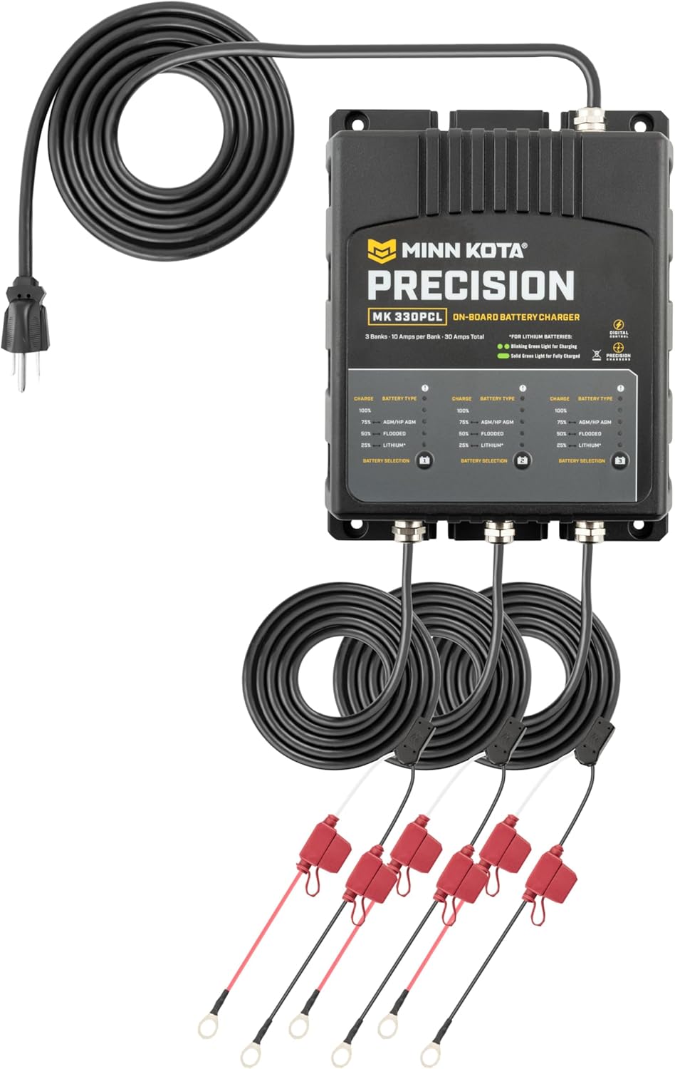 Minn Kota 1833301 On-Board Precision Battery Charger, 30A, 3 Banks