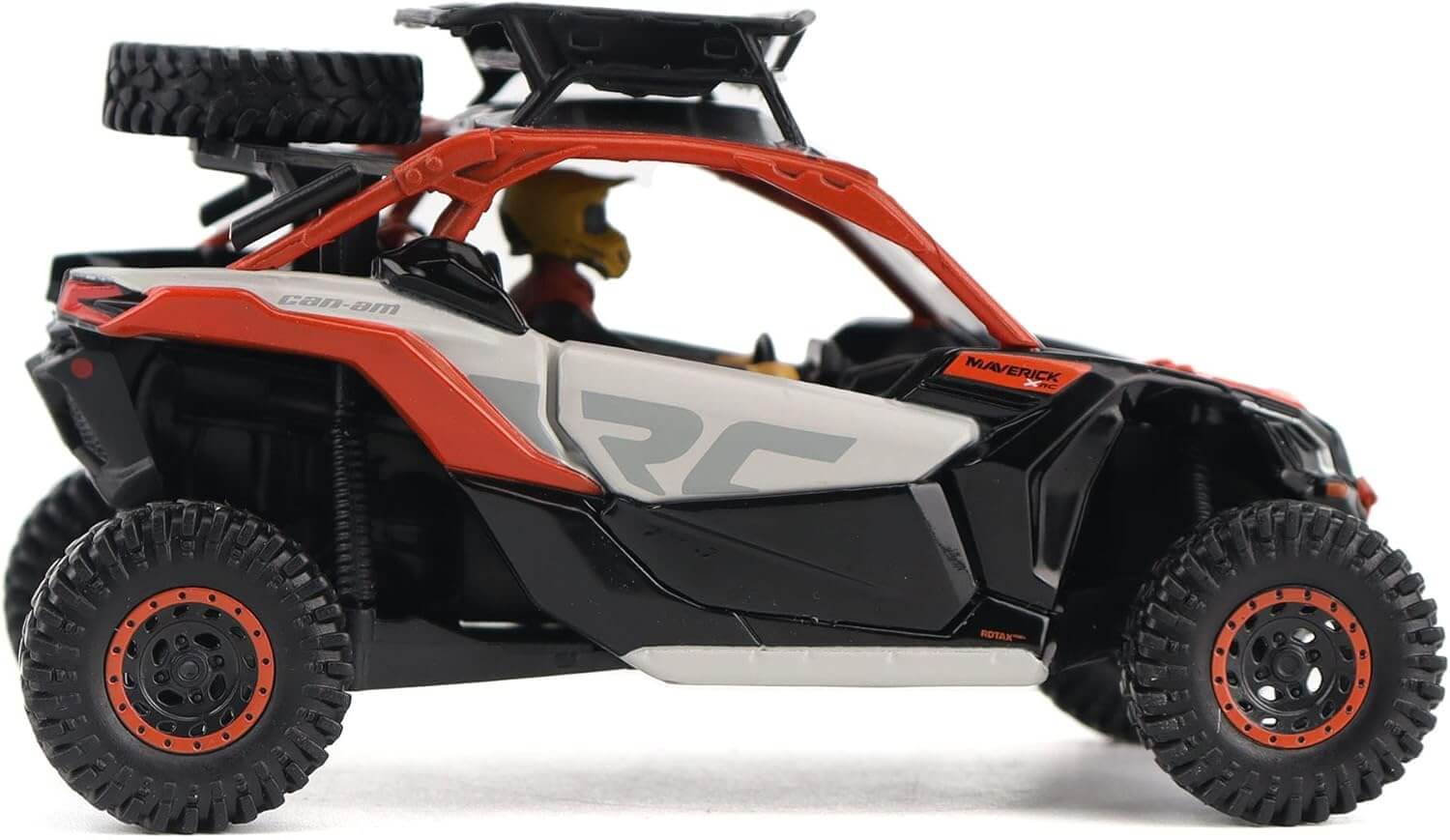 Model off-road vehicle with 'RC' branding on a white background