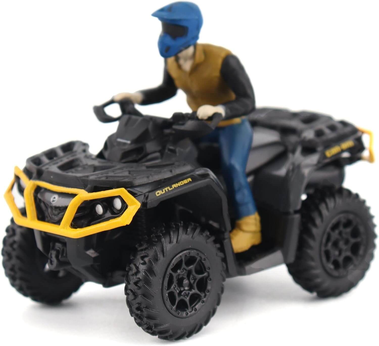 Model ATV with a rider figure on a white background