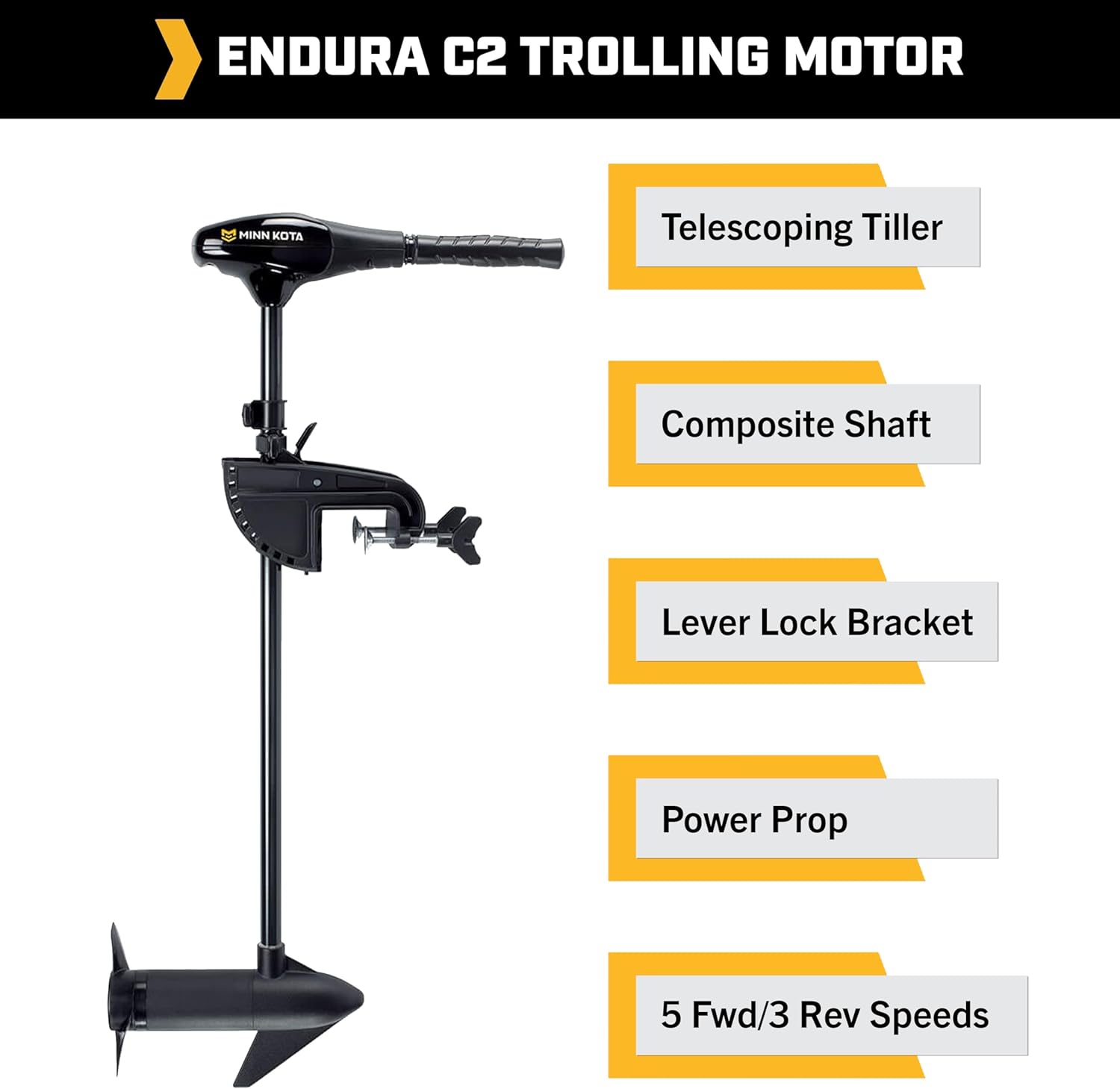 Minn Kota 1352270M Endura™ Freshwater Transom Mount Trolling Motor W/Battery Meter, 30 lbs. Thrust, 30" Shaft, 12 Volts