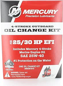 Mercury Marine 4-Stroke 25/30HP EFI Outboard 25W-40 Oil Change Kit