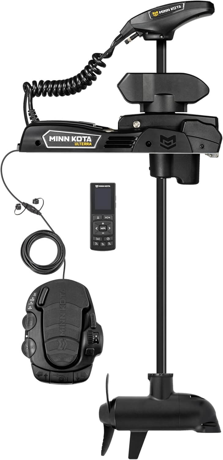 Minn Kota 1358540 Ulterra Quest Series Bow Mount Freshwater Trolling Motor, 90 / 115 lbs. Thrust, 45" Shaft, 24 / 36 Volts w/Handheld Remote, Foot Pedal & Dual Spectrum CHRP Sonar
