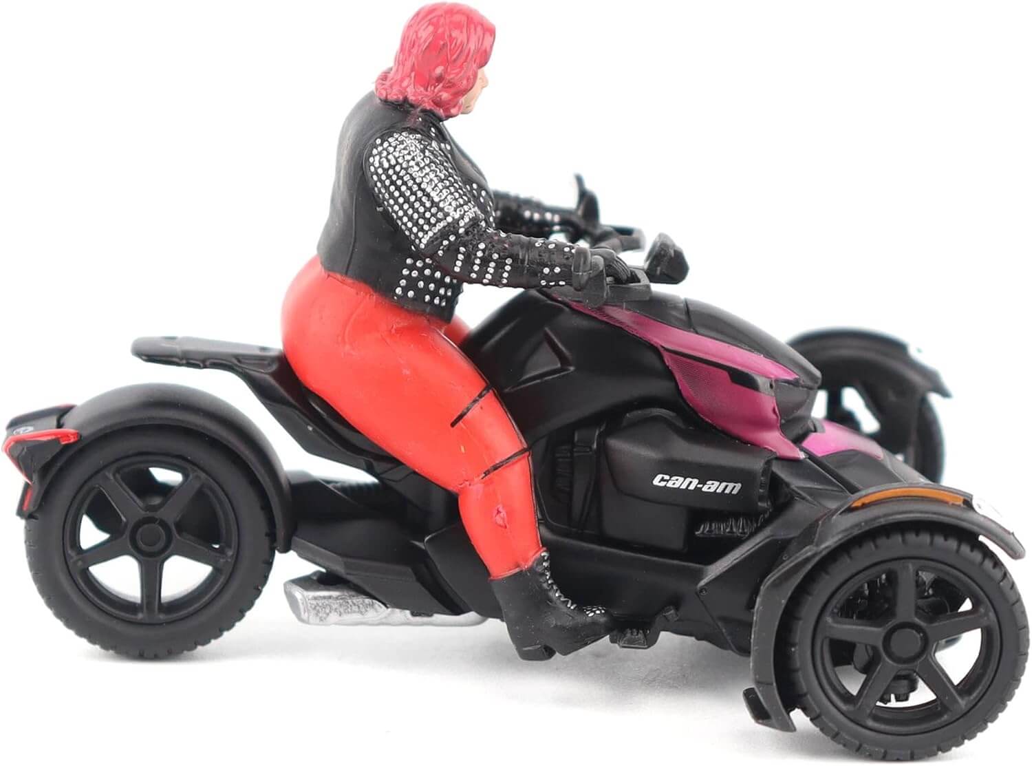 Model of a person riding a Can-Am vehicle on a white background