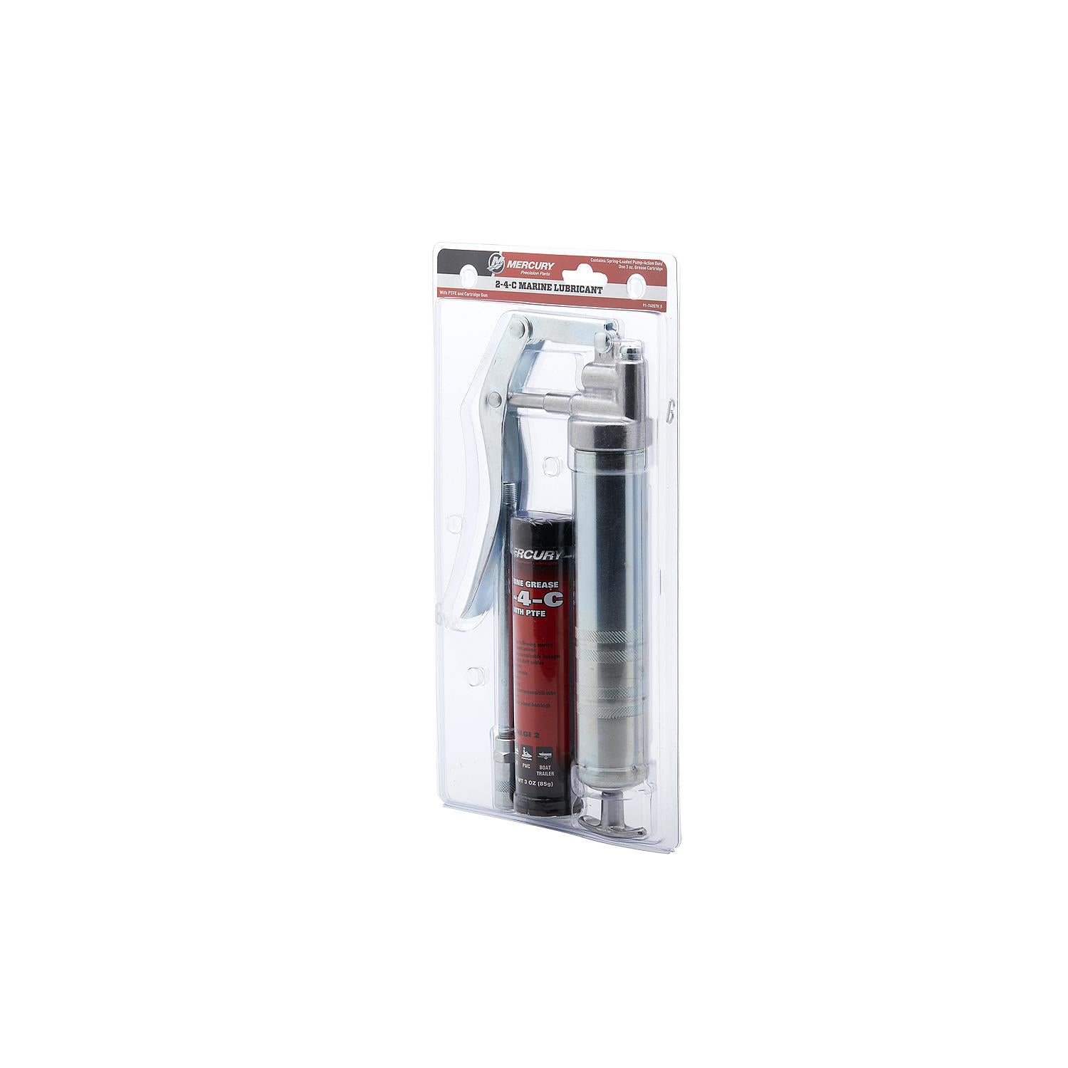 Mercury Marine Grease Gun Kit with 2-4-C Marine Grease 3.5 oz - Multi-Purpose Lubrication Tool, 74057K5