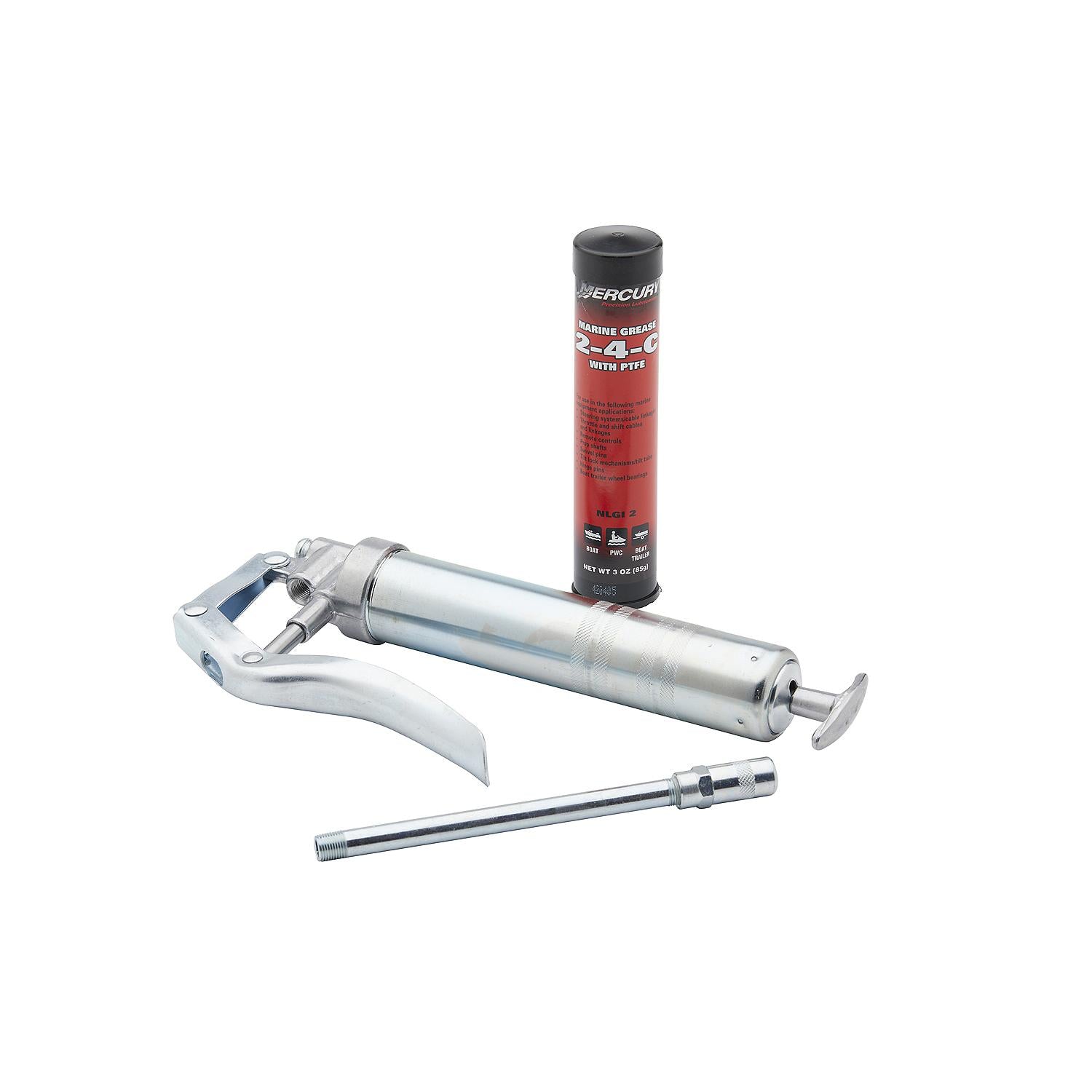 Mercury Marine Grease Gun Kit with 2-4-C Marine Grease 3.5 oz - Multi-Purpose Lubrication Tool, 74057K5