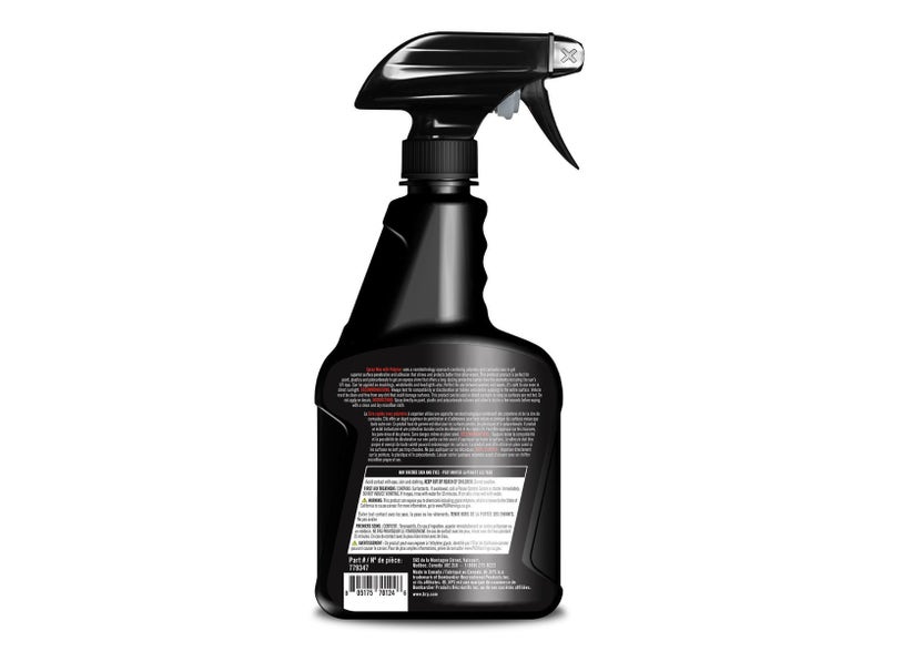 BRP XPS Spray Wax with Polymer 16 fl oz quick detailer bottle, back label view