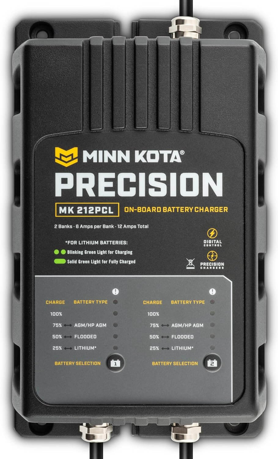 Minn Kota 1832121 On-Board Precision Battery Charger, 12A, 2 Banks