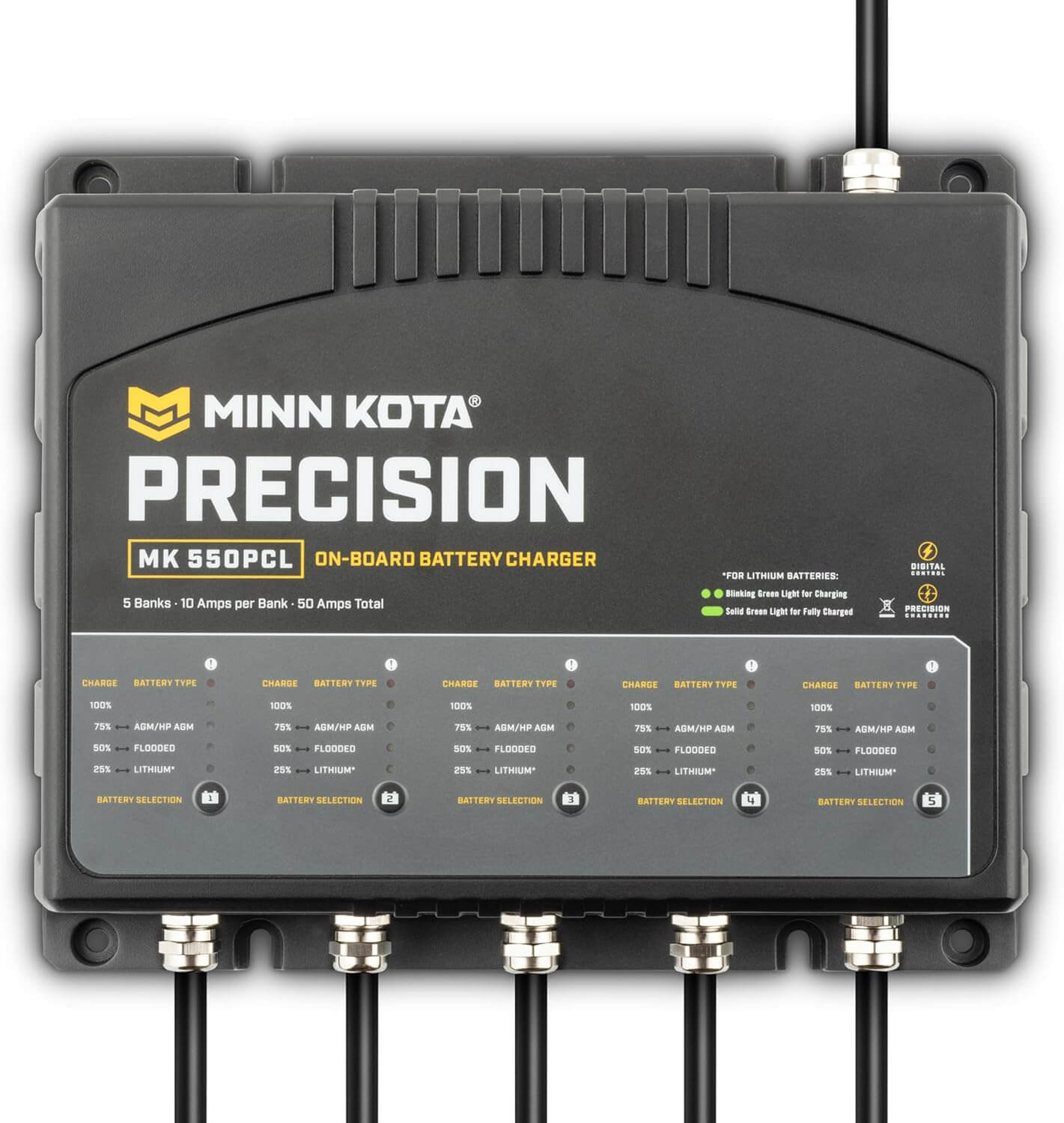 Minn Kota 1835500 On-Board Precision Battery Charger, 50A, 5 Banks