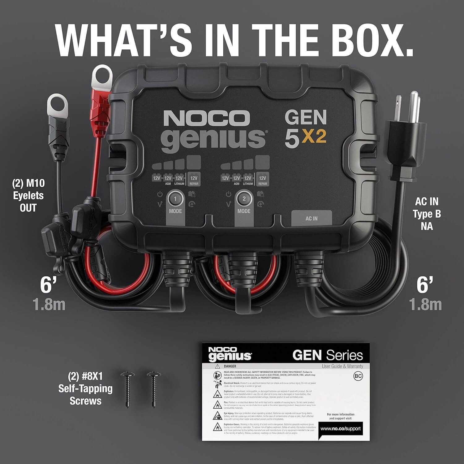 NOCO Genius GEN5X2: 2-Bank, 10A Onboard Battery Charger