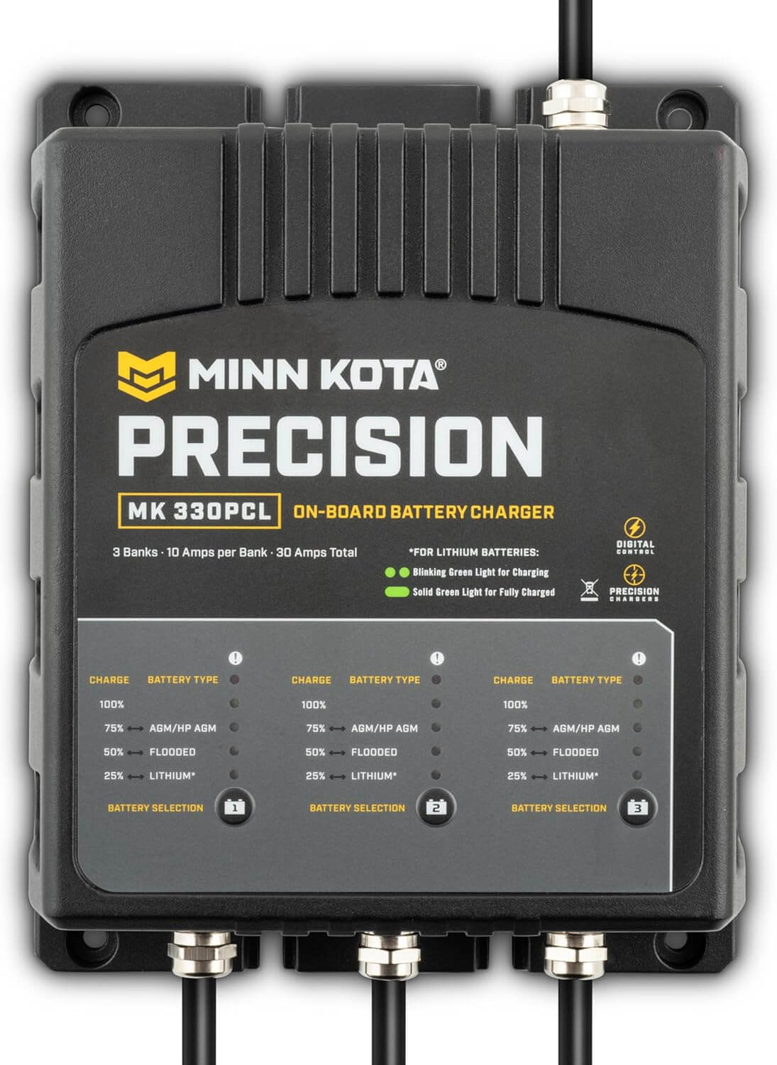 Minn Kota 1833301 On-Board Precision Battery Charger, 30A, 3 Banks