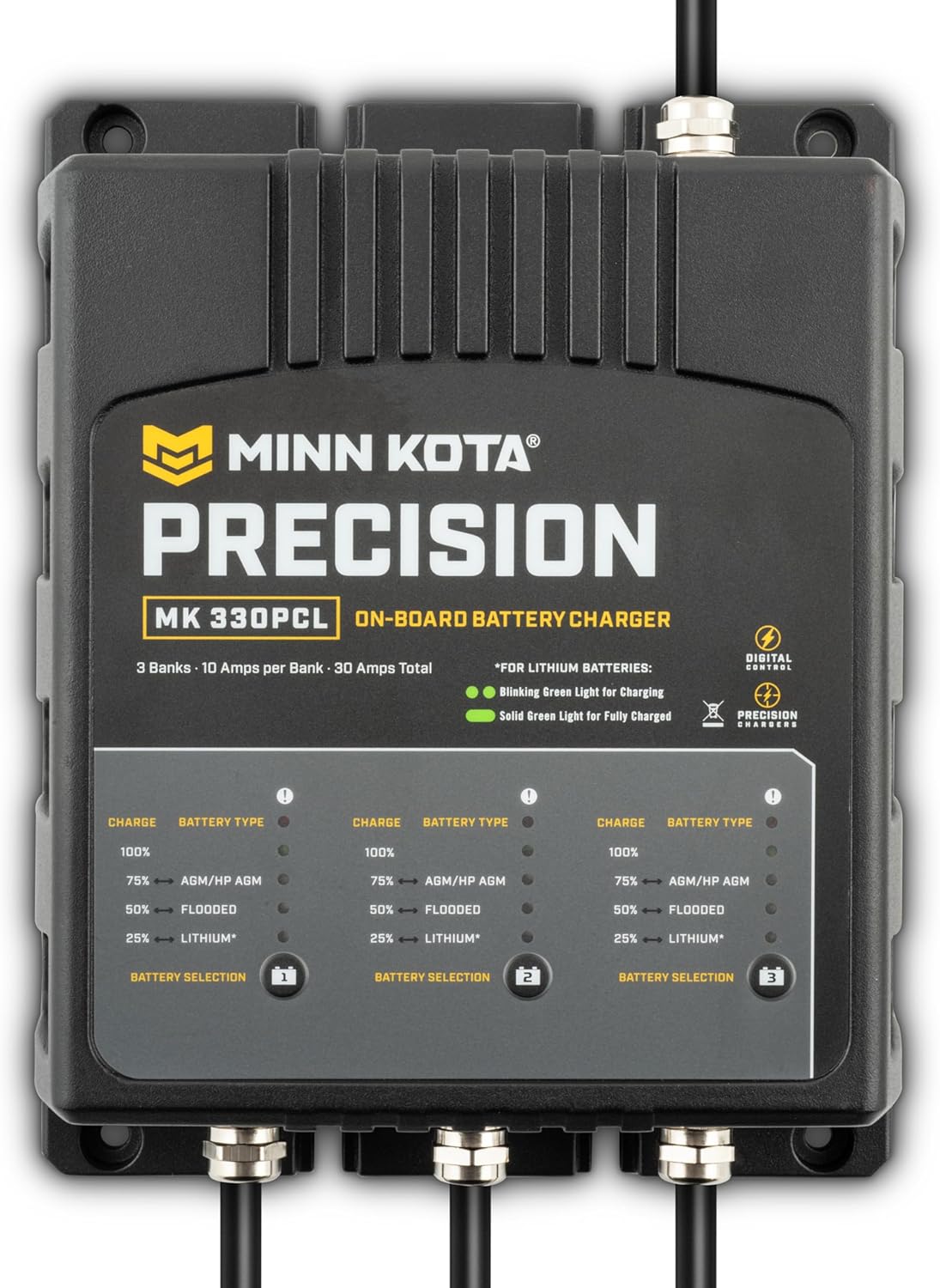 Minn Kota 1833301 On-Board Precision Battery Charger, 30A, 3 Banks