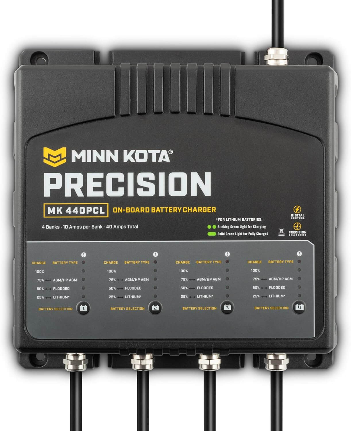 Minn Kota 1834401 On-Board Precision Battery Charger, 40A, 4 Banks