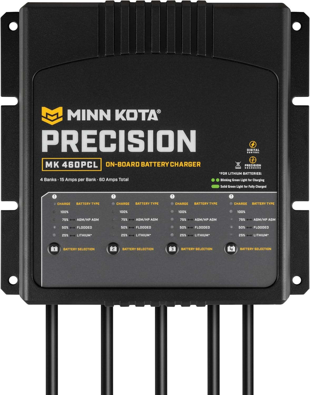 Minn Kota 1834604 On-Board Precision Battery Charger, 15A, 4 Bank