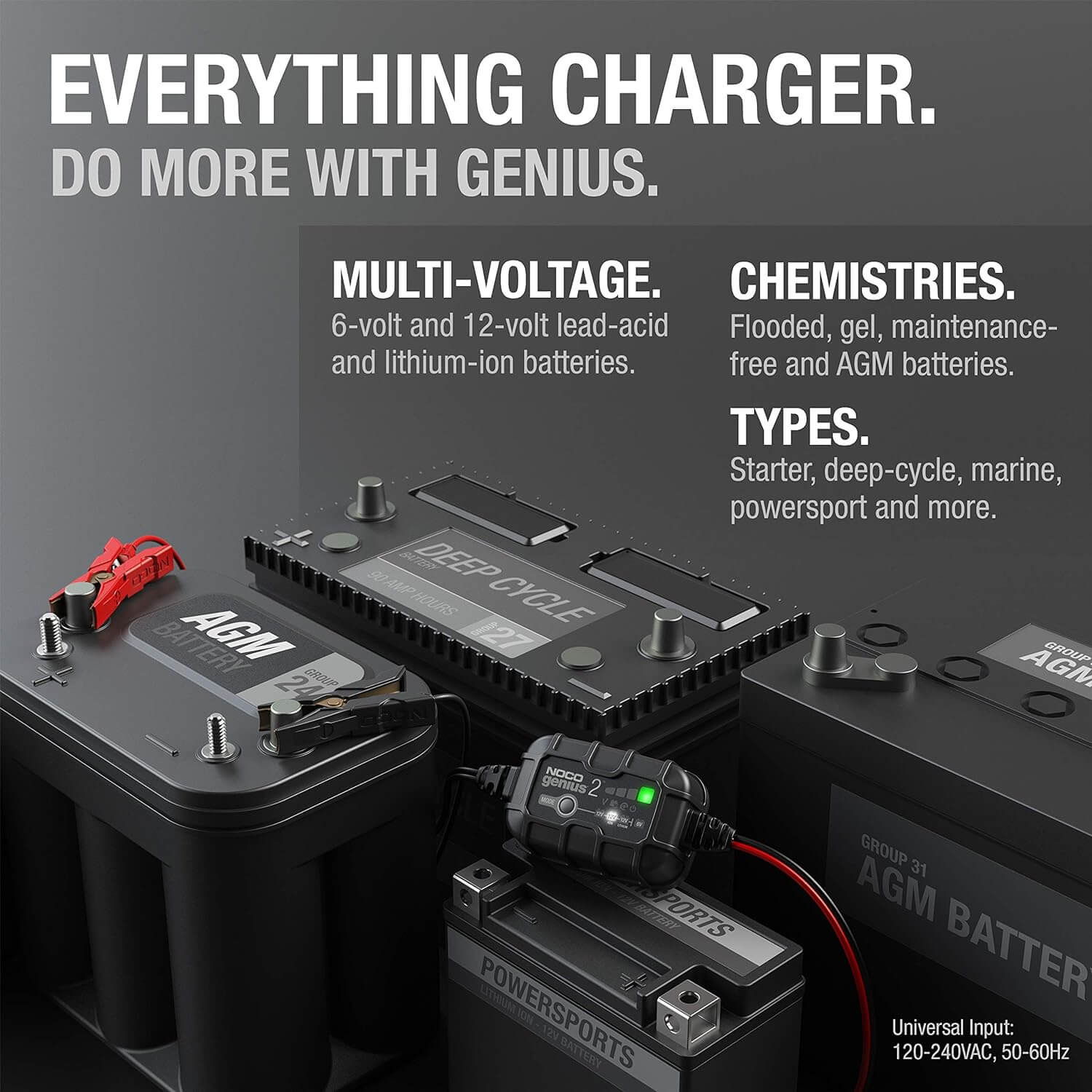 NOCO GENIUS2: 2A 6V/12V Smart Battery Charger