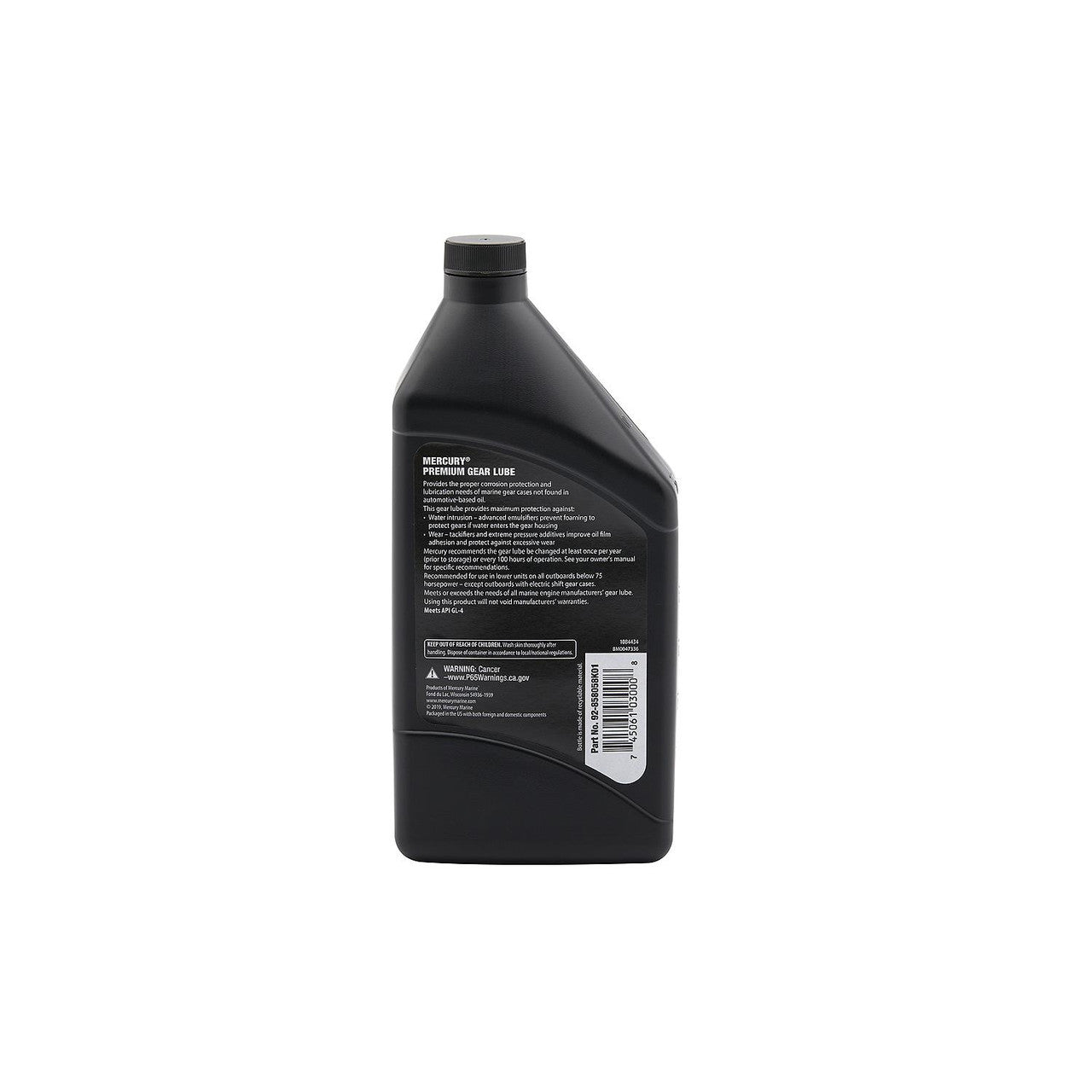 Mercury Marine 80W-90 Gear Lube 1L - Premium Lower Unit Oil for Outboards Under 75HP, 858058KC1