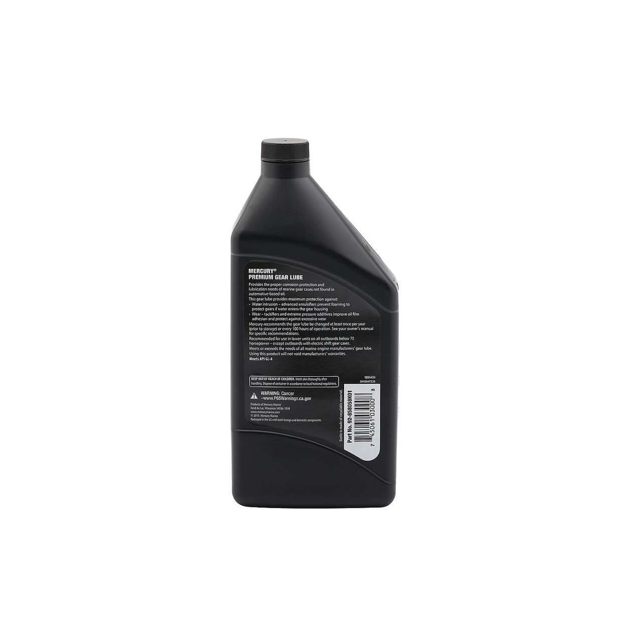 Huile pour engrenages Mercury Marine 80W-90, 1 L – Huile de transmission premium pour moteurs hors-bord de moins de 75 CV, 858058KC1