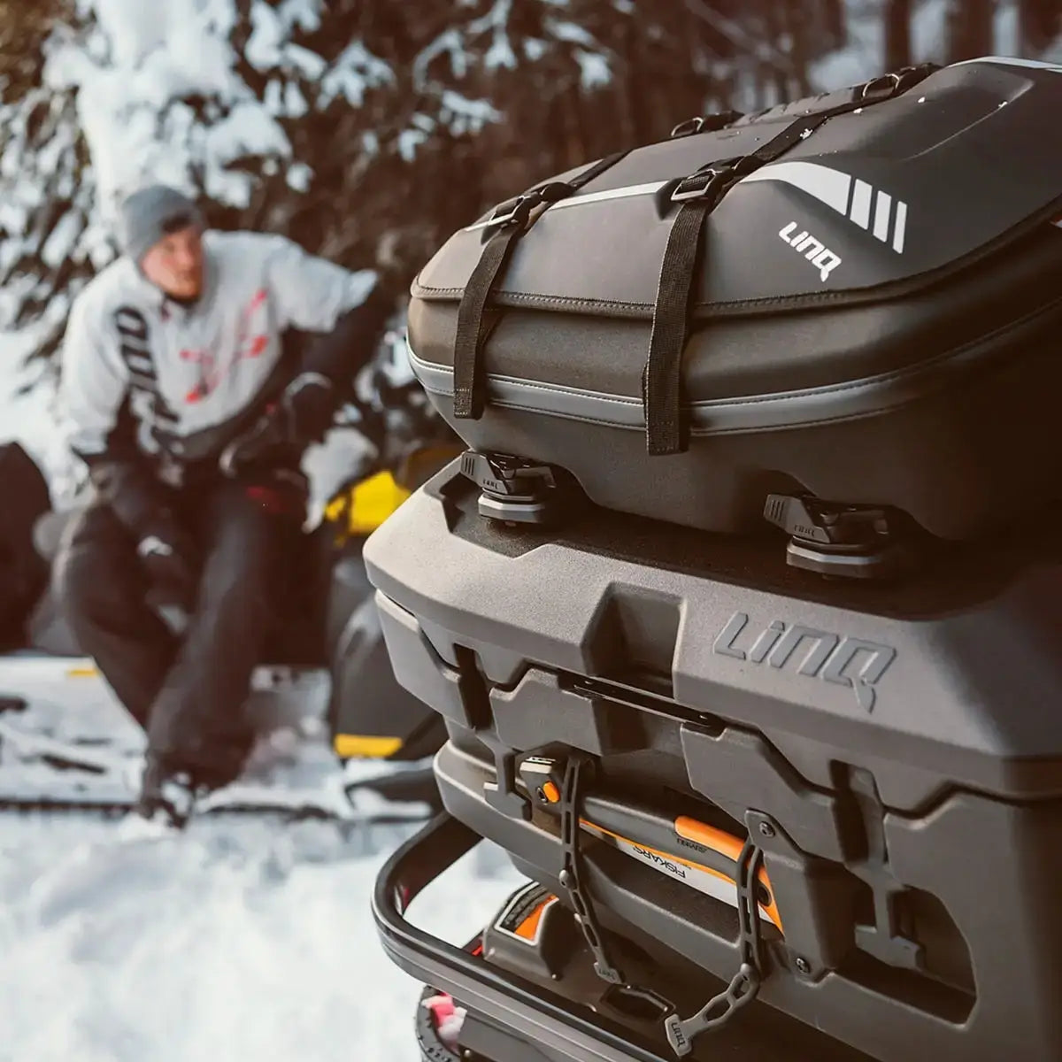 LinQ tunnel bag on back of Ski-Doo
