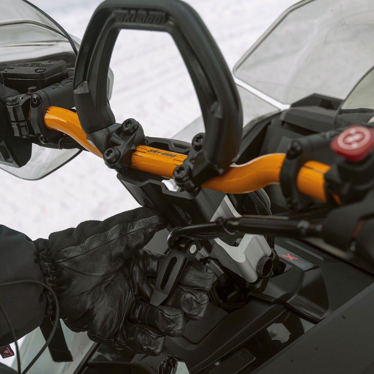 Ski-Doo Adjustable Riser 860201834 installed on a snowmobile