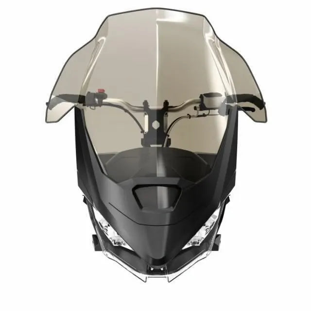 Ski-Doo Ultra High Windshield 26.5 in. for REV Gen4 in smoke, installed, front view, 860201845