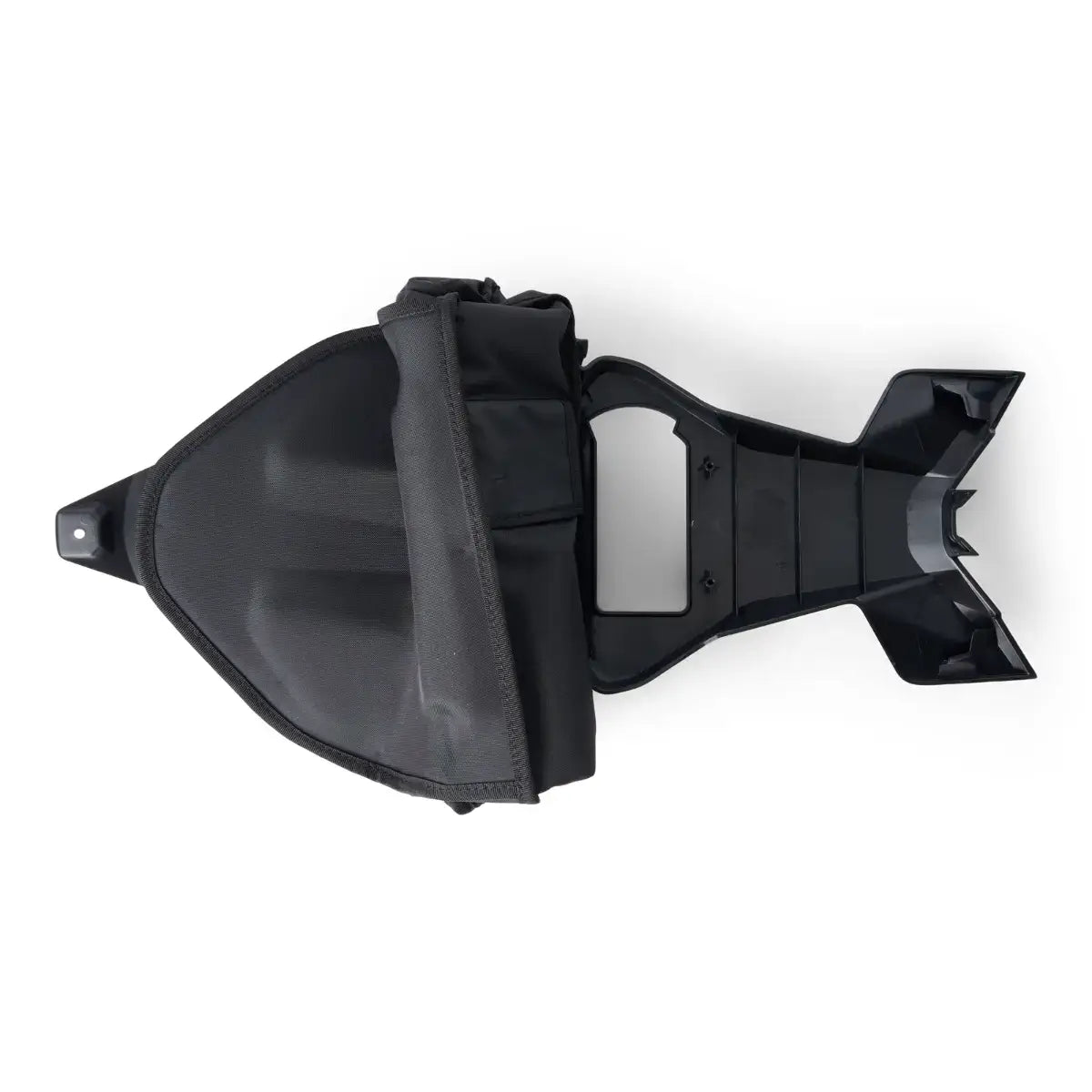 A black glovebox designed for one-piece lightweight hood, intended as an accessory for a snowmobile.