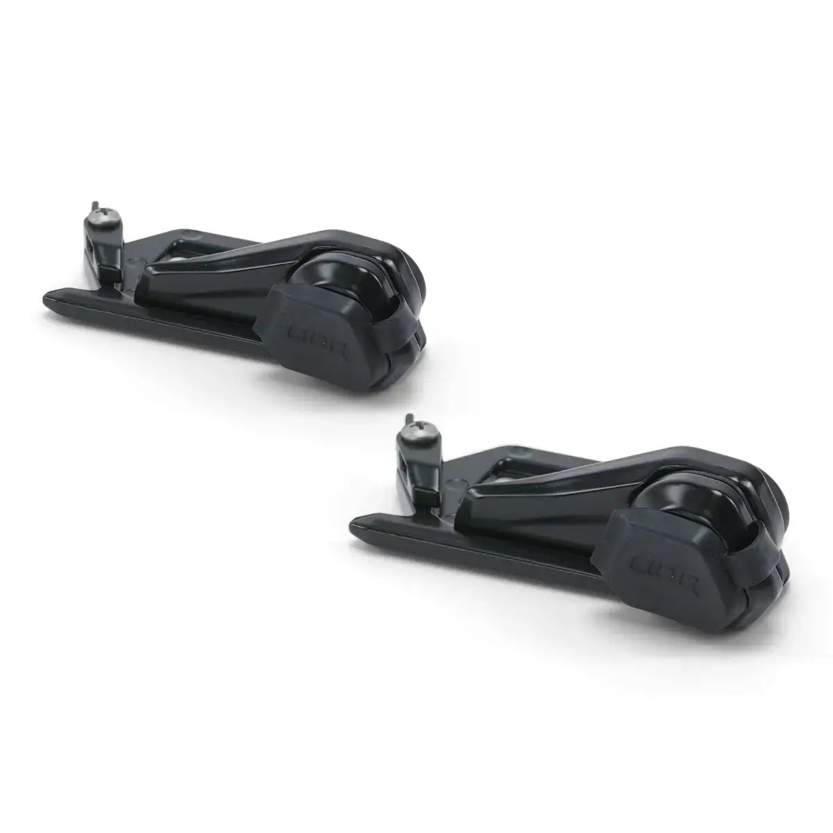 A pair of black LinQ lock accessories with 4 keys, designed for securing cargo on vehicles.