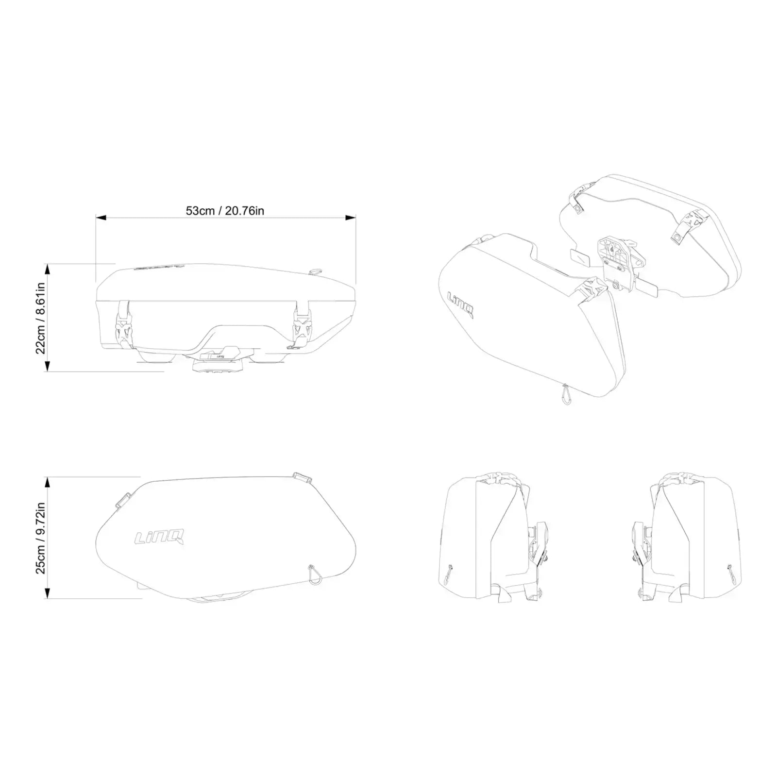 Technical drawing of Ski-Doo saddlebags