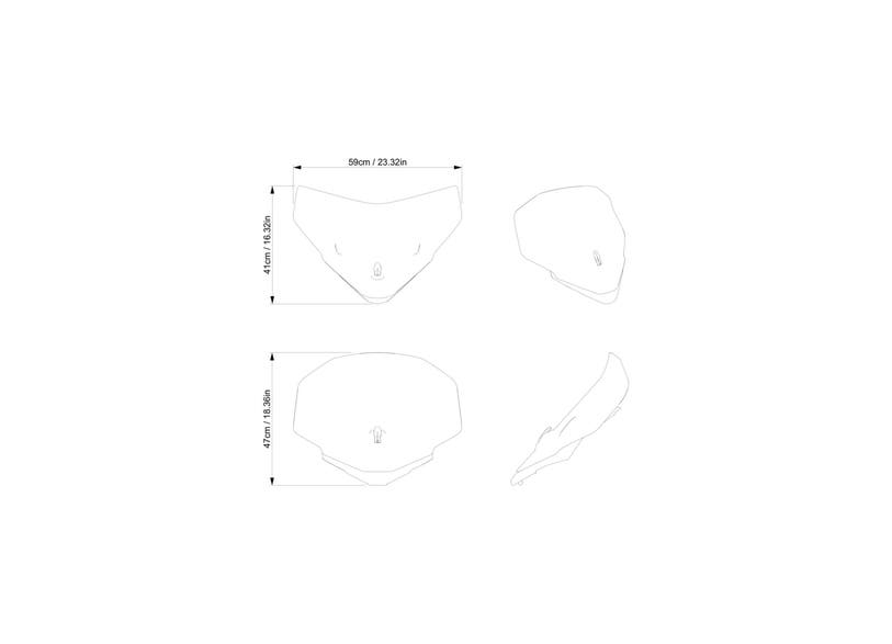 Ski-Doo Adjustable Windshield High to Ultra High dimension drawing