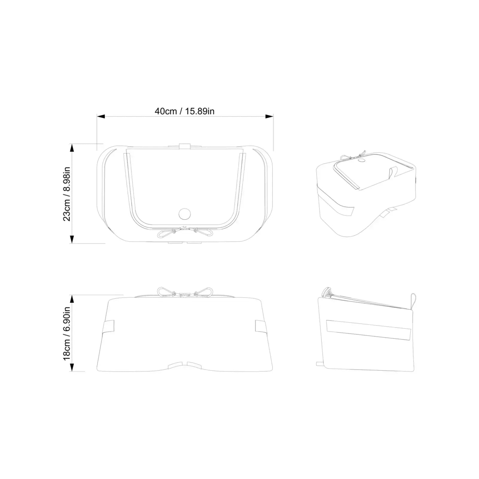 technical drawing of Ski-Doo underseat storage bag