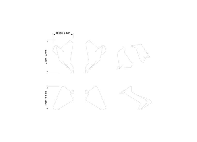 Ski-Doo REV Gen5 Windshield Side Deflector Kit dimension drawing