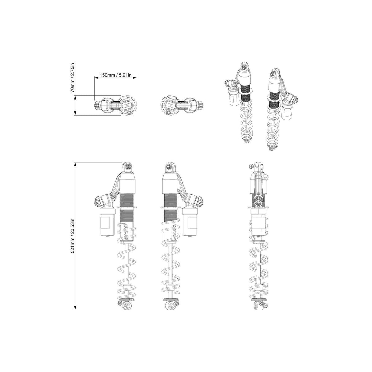 Ski-Doo KYB Utility Front Shock Upgrade 860202879, alternate view 2