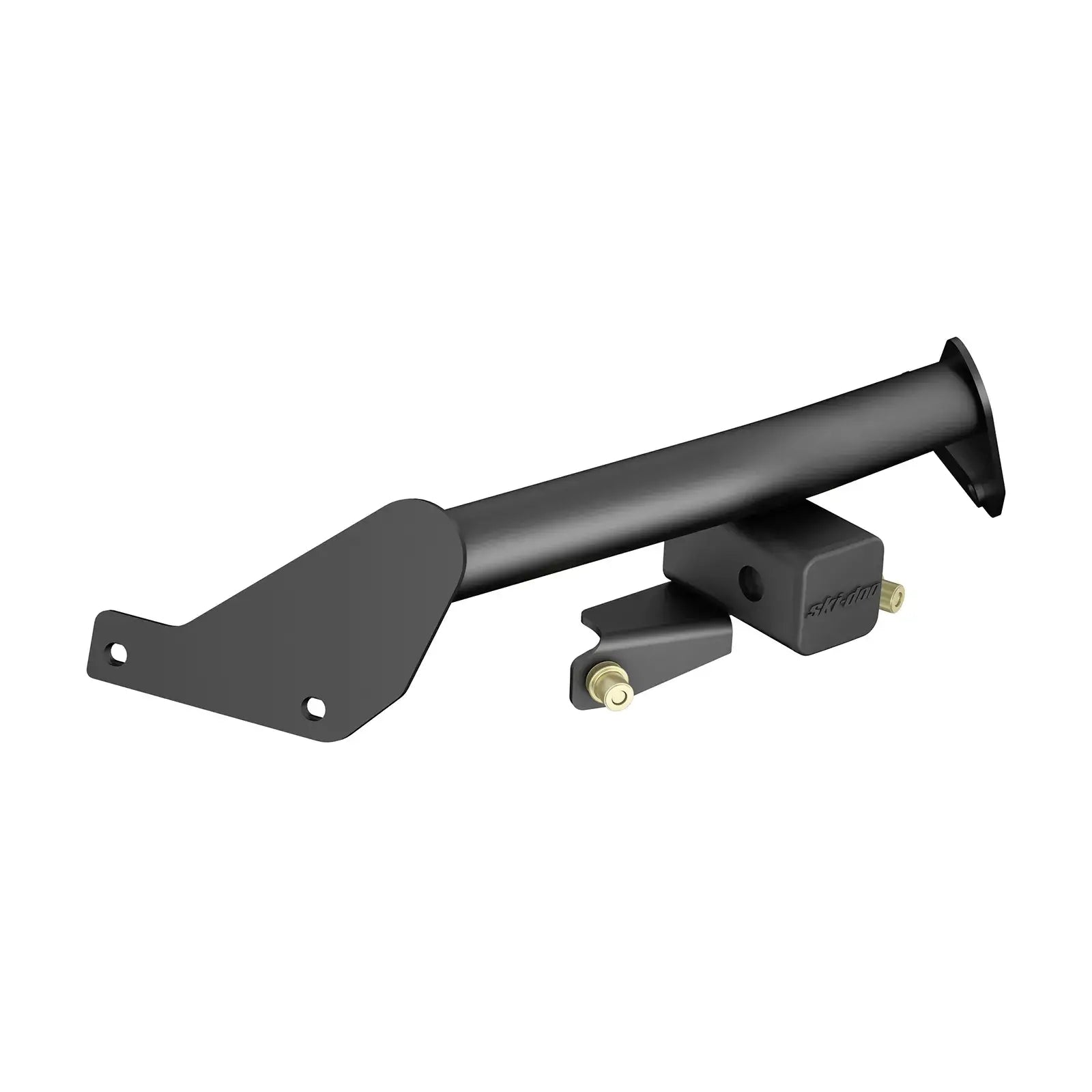 Black trailer hitch on a white background