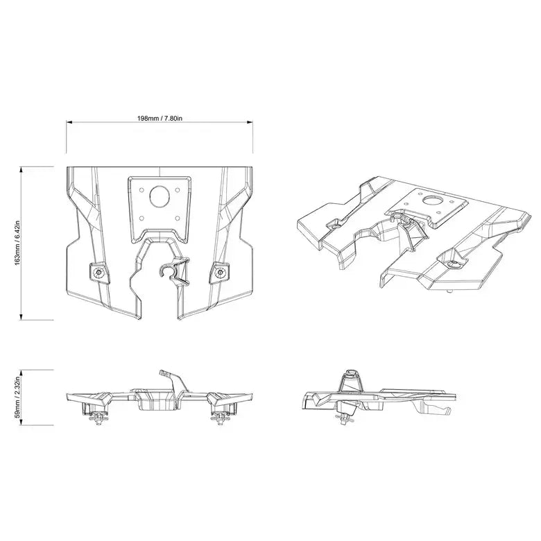 Technical drawing of a mechanical component with dimensions on a white background