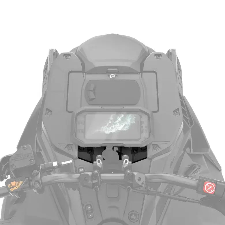 Motorcycle windshield with camera integration on a white background