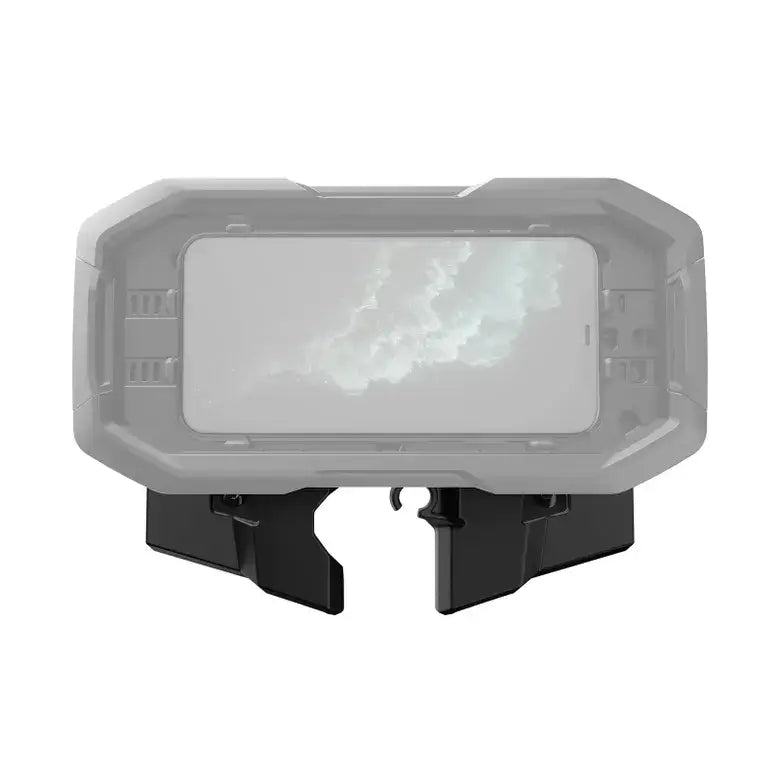 Gray protective case with screen for electronic device on a white background