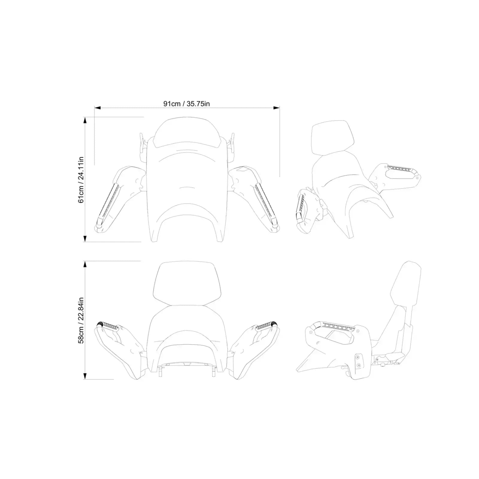 Technical drawing of seat for Ski-Doo