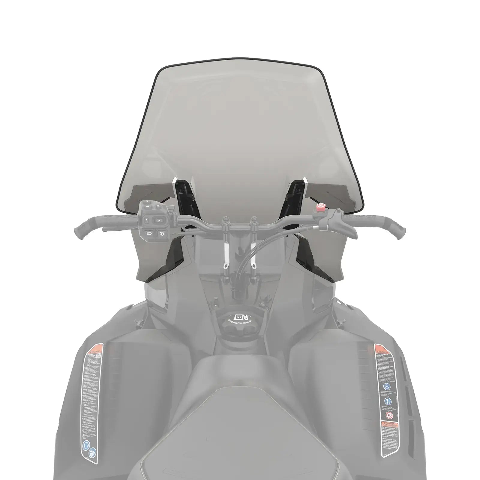 Motorcycle windshield with handlebars on a white background