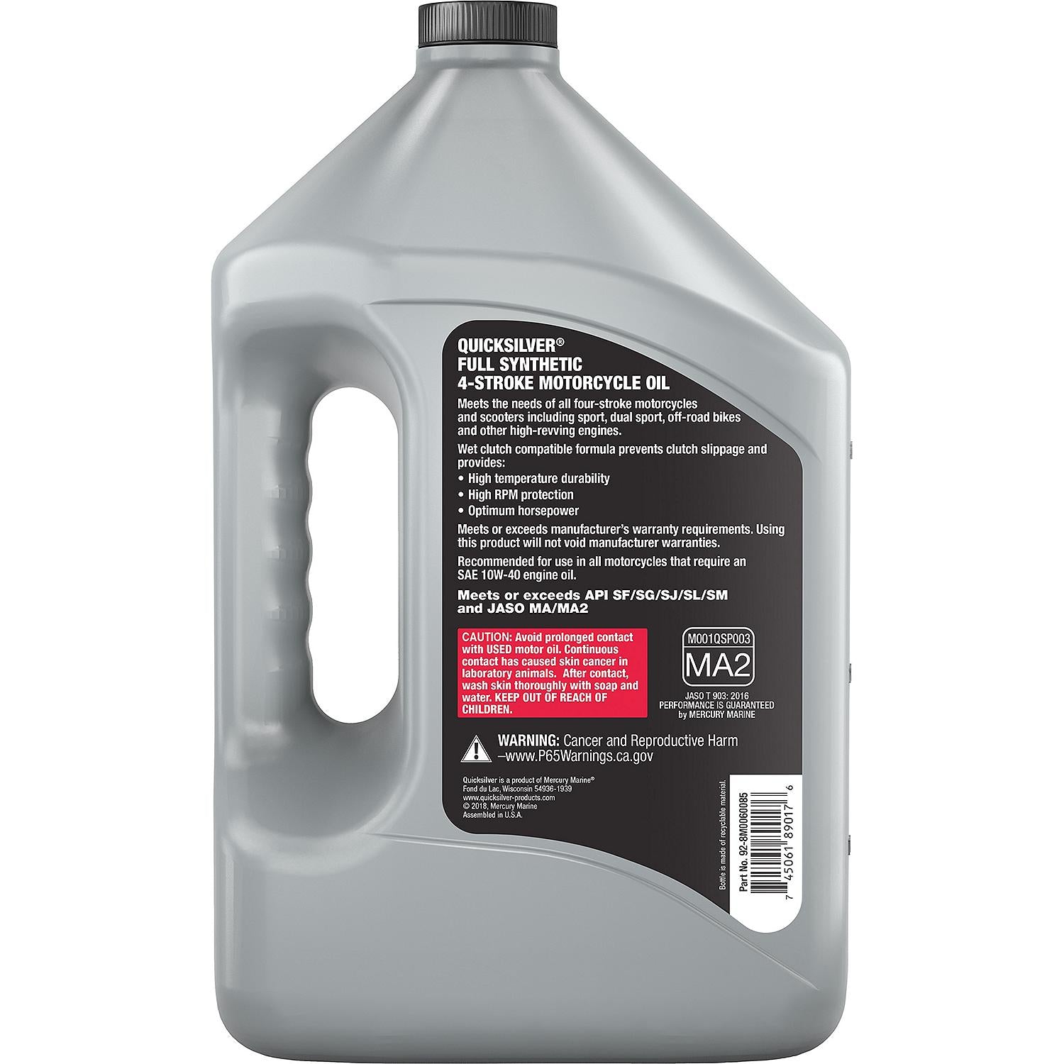 Quicksilver 10W-40 4-Stroke Full Synthetic Motorcycle Oil, 1 Gallon - 8M0060085